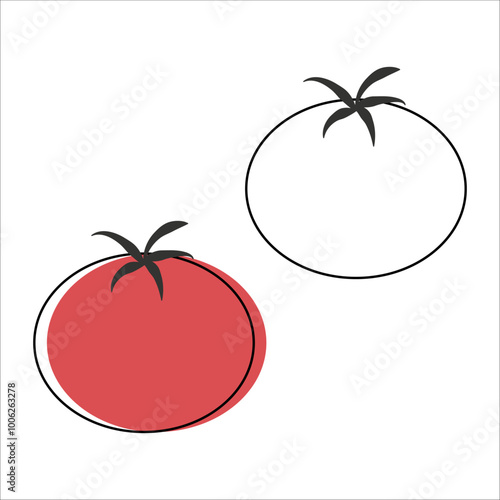 icons, vegetables. tomato. linear art. healthy food