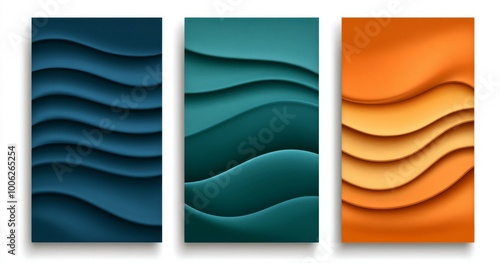 Set of Three Abstract Wall Art Designs with Grainy Texture photo