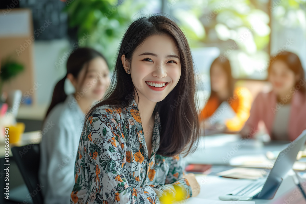 Happy business marketing team working in a new project together at meeting room in office Happy business marketing team working in a new project together at meeting room in office