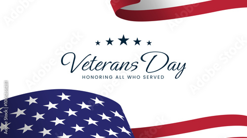 United States veterans day banner design. Honoring all who served. Vector illustration