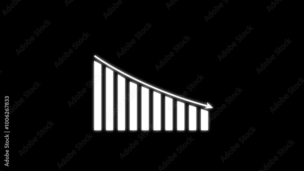 Bar chart falling or decreasing over time. Business loss falling down. Chart arrow still goes down seamless loop.. Bar chart falling or decreasing over time. Business loss falling down. Chart arrow still goes down seamless loop..