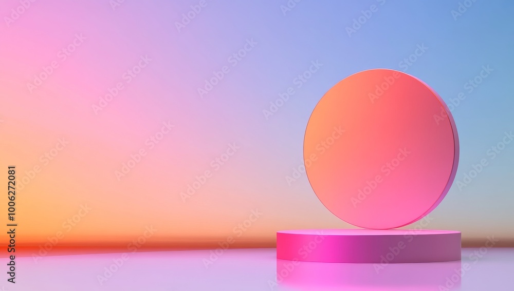 Abstract Minimalistic Scene with 3D Render Featuring a Pink and Orange Gradient Abstract Minimalistic Scene with 3D Render Featuring a Pink and Orange Gradient