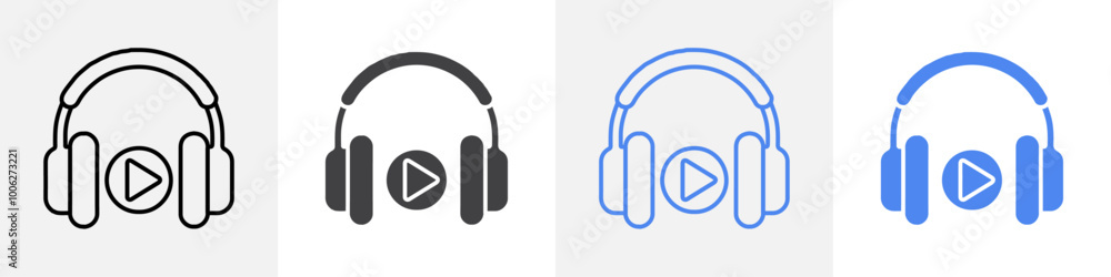 headphone icon vector set use for web headphone icon vector set use for web