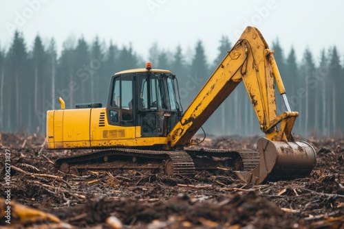 Wallpaper Mural Heavy Machinery Working in a Forest Clearing Torontodigital.ca