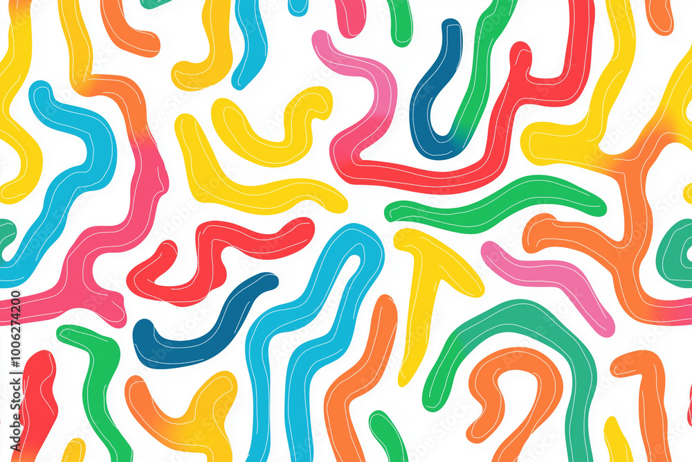 Fun colorful line doodle seamless pattern Fun colorful line doodle seamless pattern