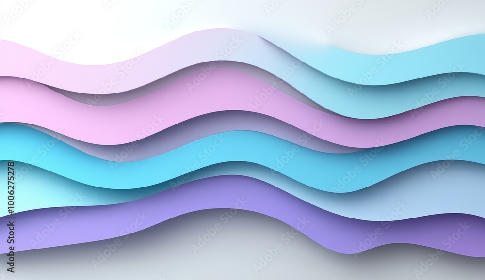 Blue and Purple Curved, Wavy Lines on a White Background Blue and Purple Curved, Wavy Lines on a White Background