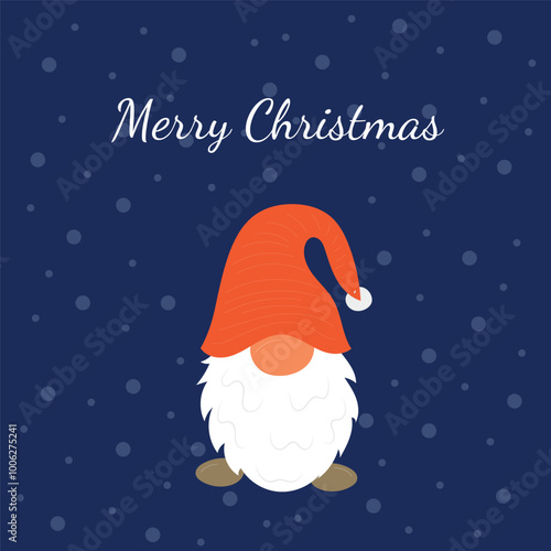 Merry Christmas card concept, hand drawn dwarf, vector illustration