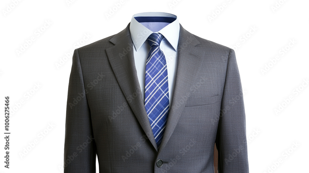 Grey Suit with Blue and White Striped Tie Grey Suit with Blue and White Striped Tie