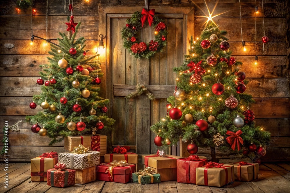Gift boxes and a fir tree on the table in the home interior of the living room. A cozy concept for Christmas and winter holidays in 2025. Preparing gifts for loved ones. Gift boxes and a fir tree on the table in the home interior of the living room. A cozy concept for Christmas and winter holidays in 2025. Preparing gifts for loved ones.