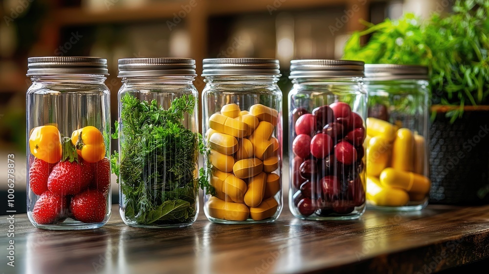Plastic Medicine Pill Bottles with fresh produce in it Plastic Medicine Pill Bottles with fresh produce in it