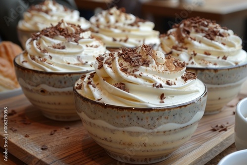 Switzerland: Zrcher Eintopf Layers of meringue and whipped cream topped with chocolate shavings. photo