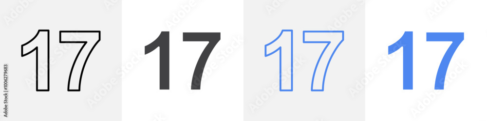 number 17 icon vector set use for web number 17 icon vector set use for web