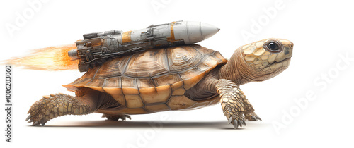 Tortoise with Rocket Booster on Its Back

