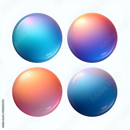 A set of gradient bubble geometric shapes with clean cut-out designs, perfect for modern web design, digital art, and graphic design projects.