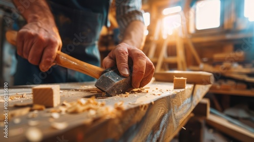 Carpenter Working on Wood