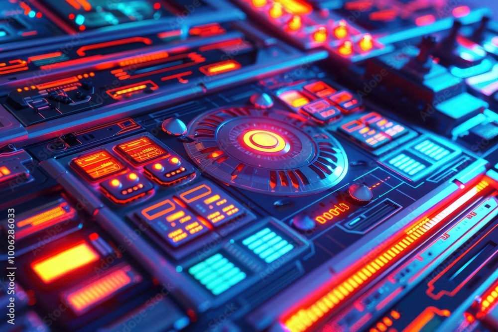 Obraz premium Machine control panel full of buttons