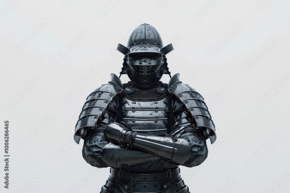 A samurai in armor on white background A samurai in armor on white background
