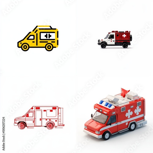 Ambulance vehicle icon on a white background photo