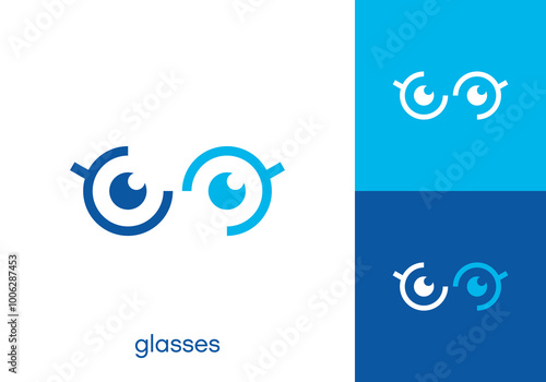 simple glasses infinity logo. optical eye store symbol design template