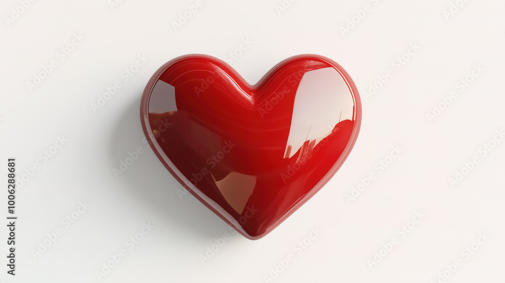 A striking 3D love heart icon A striking 3D love heart icon