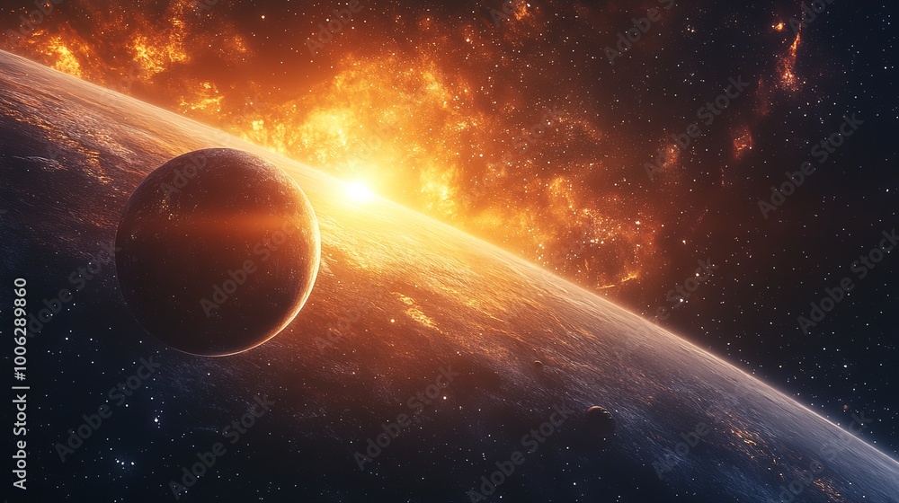 Obraz premium Science Fiction Day background, future Earth and space science fiction illustrations,generated with AI.