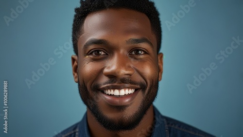 portrait of a black man on a blue background