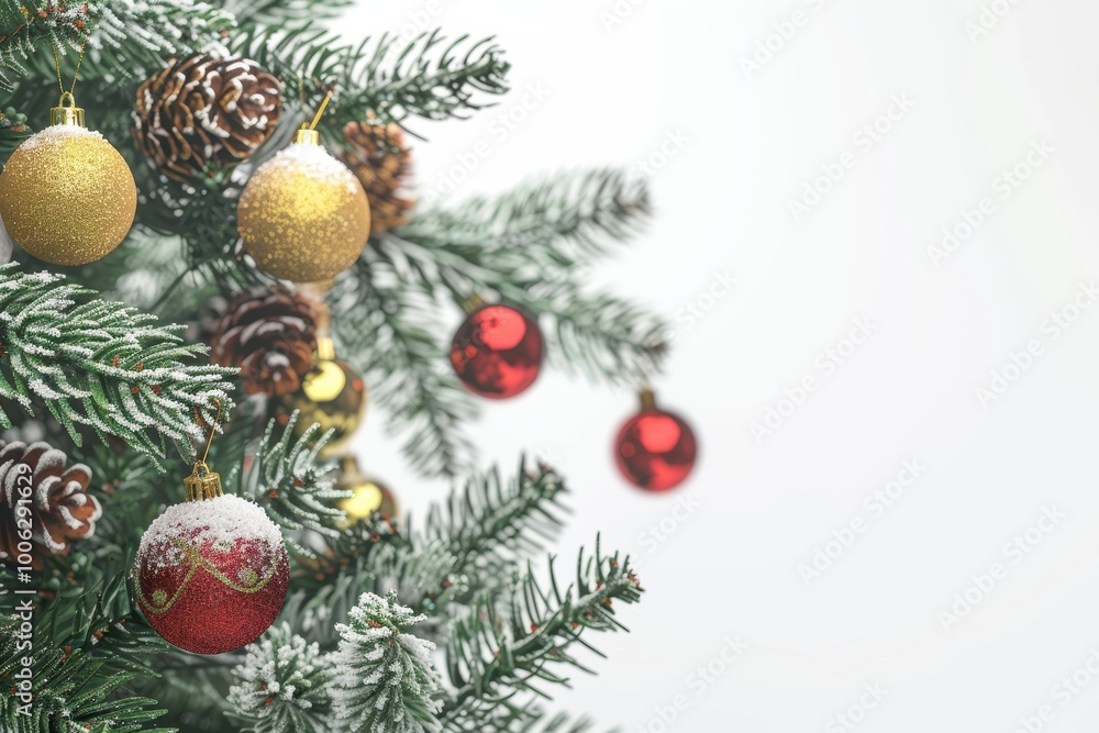 Fototapeta premium a christmas decoration elements arranged on white background