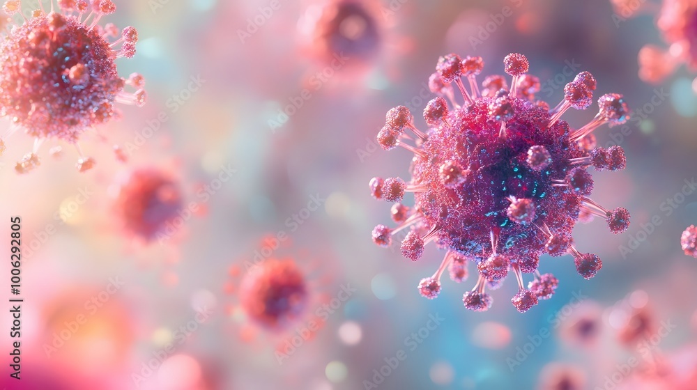 A Detailed Macro View of a Pink Virus with Spikes A Detailed Macro View of a Pink Virus with Spikes