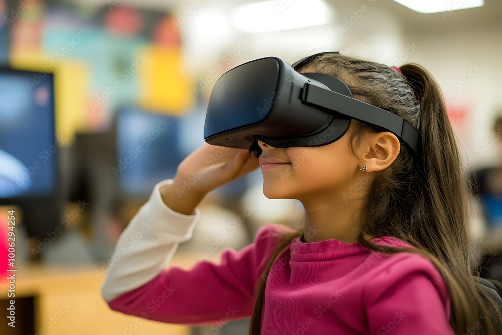 Young Girl Wearing Virtual Reality Headset Young Girl Wearing Virtual Reality Headset
