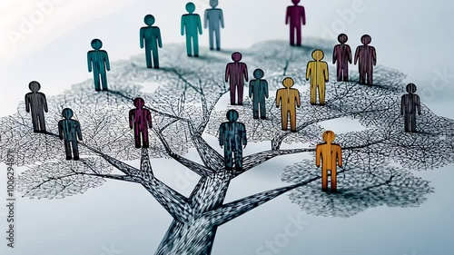 Human Figures Representing a Family Tree Diagram in a Conceptual