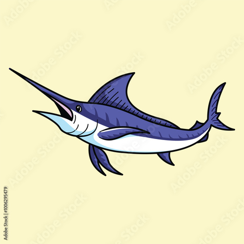 Marlin fish mascot character cartoon vector illustration