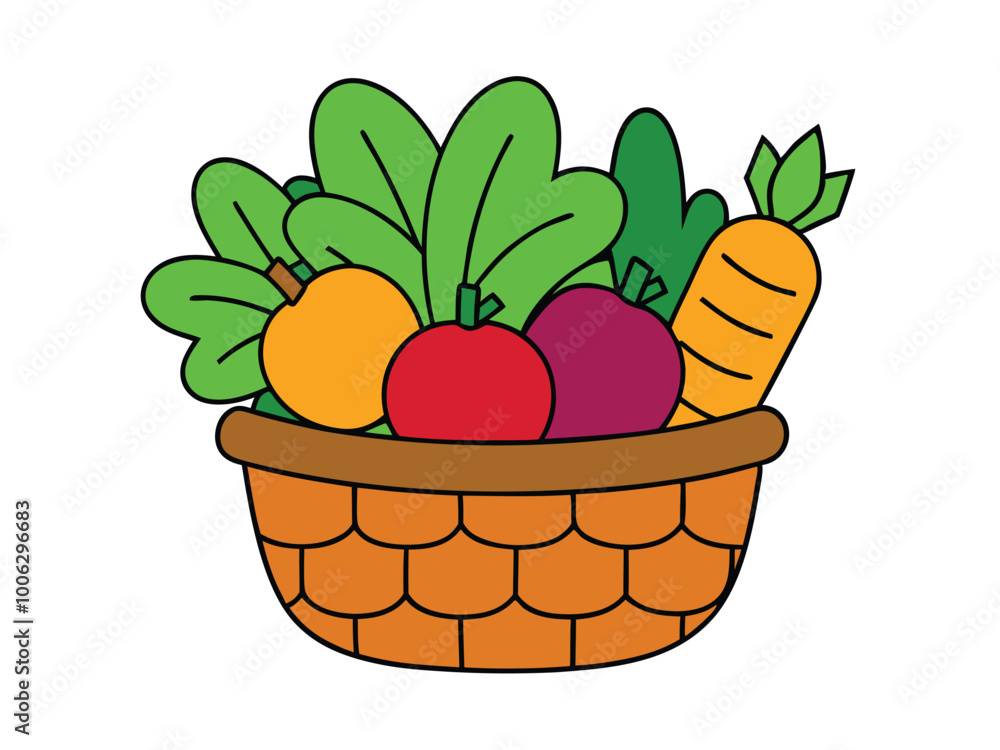 basket with fruits vector basket with fruits vector