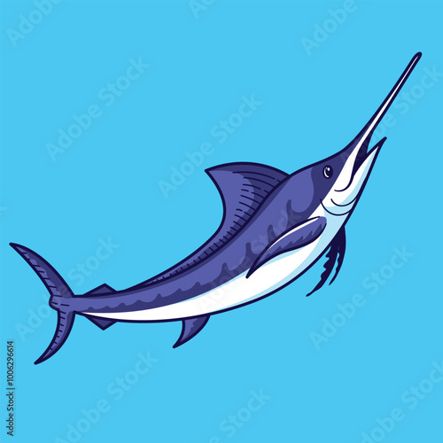 Marlin fish mascot character cartoon vector illustration
