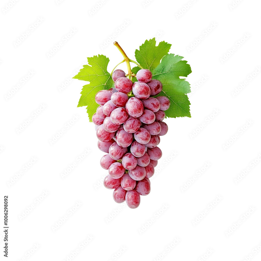 Fototapeta premium Fresh Red Grapes with Green Leaves
