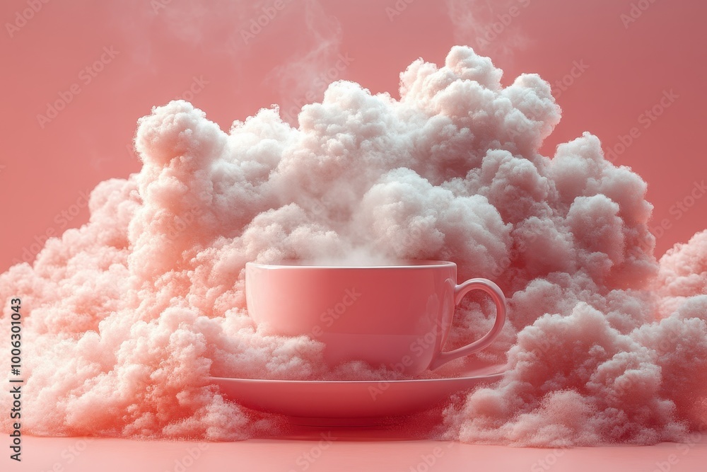 Pink Cup of Coffee with White Cloud-Like Design on Pink Background, Photorealistic 3D Rendering
Pink Cup of Coffee with White Cloud-Like Design on Pink Background, Photorealistic 3D Rendering