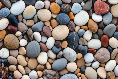 Processed collage of sea shore pebbles texture. Background for banner, backdrop or texture