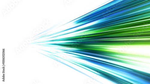 Green blue light speed effect isolated on white and transparent background