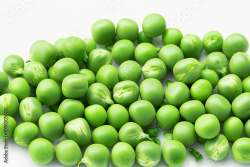 A white with greens and peas. Food vegetarian healthy concept. A green peas and green vegetables scattered on a grey . A green and white with green peas scattered lifestyle on it.