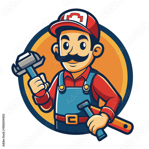 plumber with wrench mascot