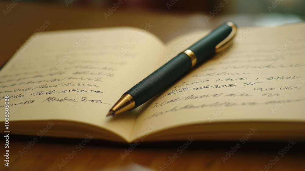 A close-up of handwritten notes and a pen resting on an open notebook during a quiet afternoon study session at home A close-up of handwritten notes and a pen resting on an open notebook during a quiet afternoon study session at home