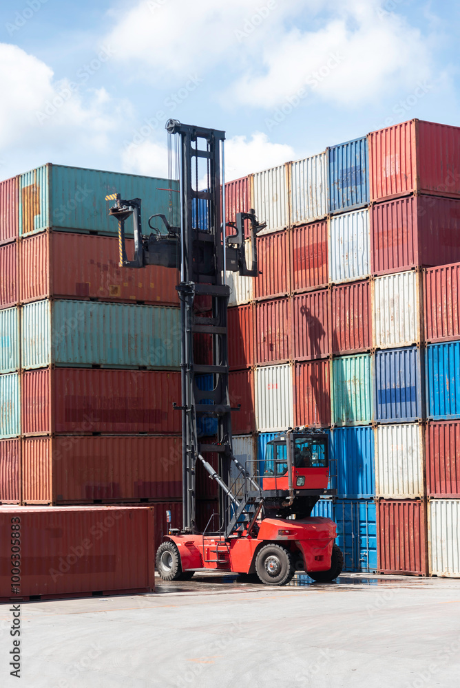 containers in the port, shipping and transportation concept containers in the port, shipping and transportation concept