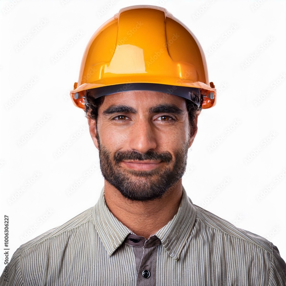 Young handsome man architect with helmet and in hand ipad and drawings on white background Young handsome man architect with helmet and in hand ipad and drawings on white background