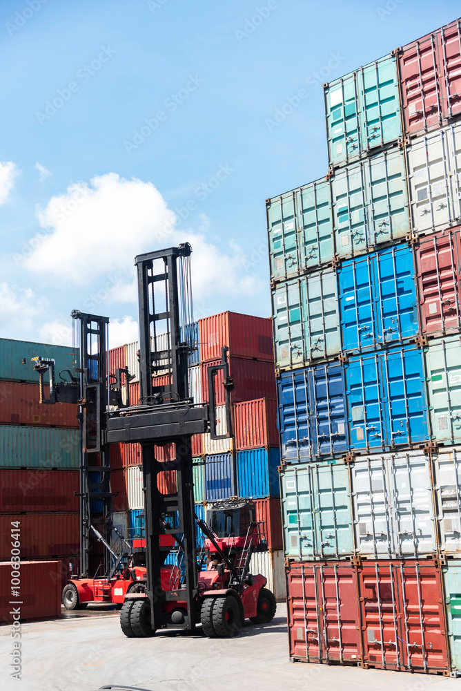 containers in the port, shipping and transportation concept containers in the port, shipping and transportation concept