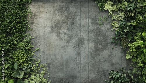 Wallpaper Mural Concrete wall with green plant frame. Torontodigital.ca