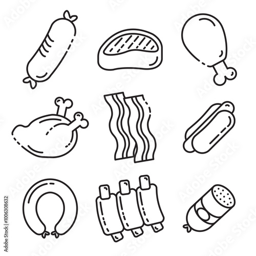 set of meat icons