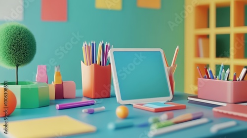 Wallpaper Mural Modern Digital Tablet Surrounded by School Supplies Torontodigital.ca