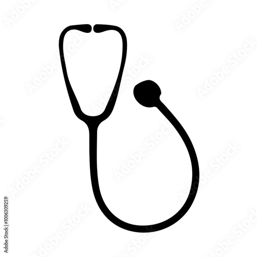 Icono de un estetoscopio en negro. Icono de medicina o médico o asistencia sanitaria.