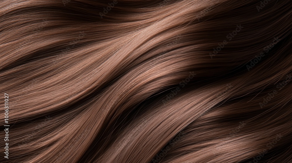 This composition features a close-up view of loose brunette curls that flow gracefully over the shoulders, illuminated by soft light to emphasize shine and texture against a muted backdrop This composition features a close-up view of loose brunette curls that flow gracefully over the shoulders, illuminated by soft light to emphasize shine and texture against a muted backdrop