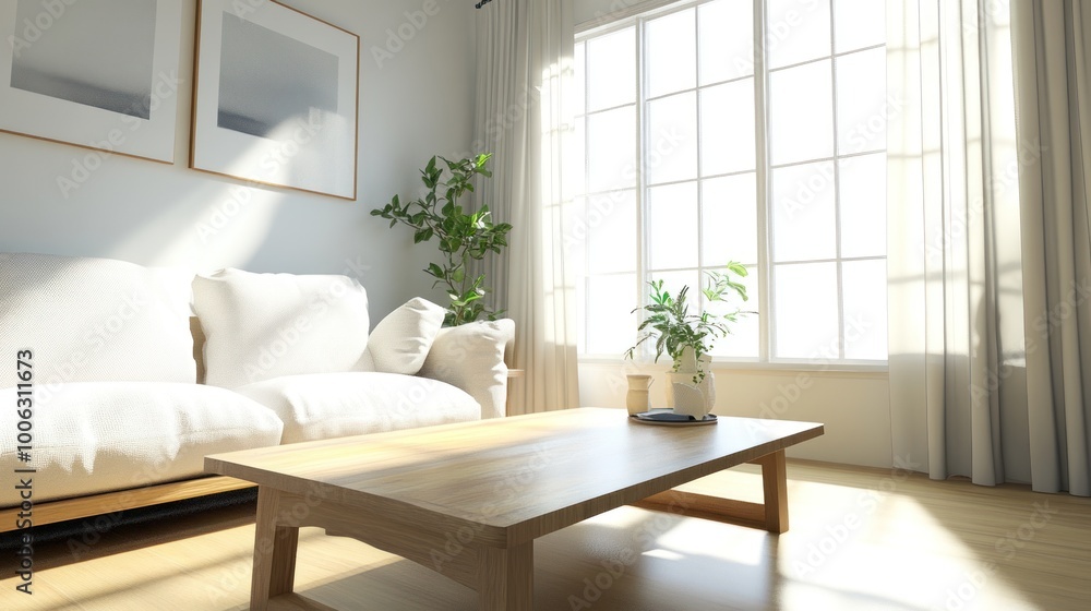 Fototapeta premium Minimalist Living Room with Natural Light
