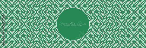 Green and white wavy geometric seamless pattern. Fresh and dynamic Asian design for textiles and decor with natural and floral motif.